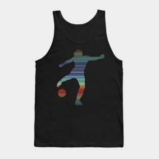 Retro Footballer In 80s Rainbow Colors Tank Top